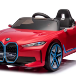 BMW i4 červené auto s EVA batériou a koženým diaľkovým ovládaním