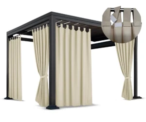 Béžová nepremokavá záhradná clona s odnímateľnými popruhmi pre altánky a terasy ZMOK-03 Mariall