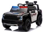 FORD RANGER Raptor ČIERNE POLICAJNÉ auto na batérie z EVA s koženým diaľkovým ovládaním