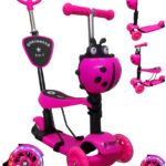 Kolobežka H3 Ružová 5 v 1 R-Sport Ride-on s LED svetlami a kolieskami