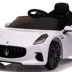 Maserati GranTurismo BIELY Auto na batérie z EVA kožené diaľkové ovládanie lítium-iónová batéria