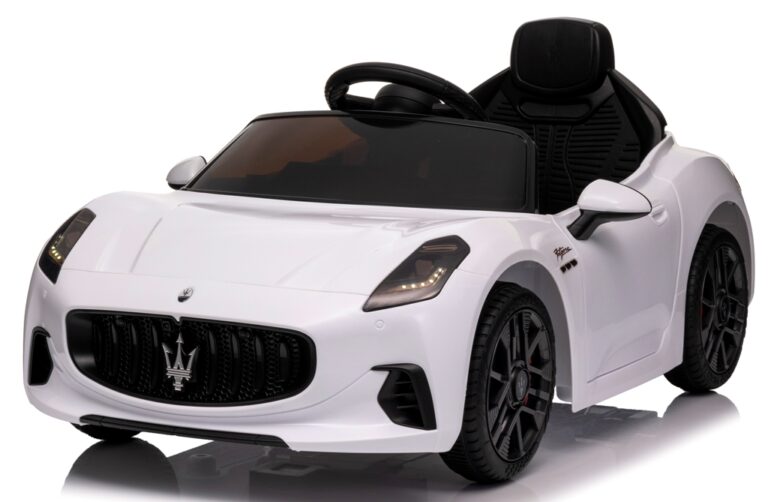 Maserati GranTurismo BIELY Auto na batérie z EVA kožené diaľkové ovládanie lítium-iónová batéria