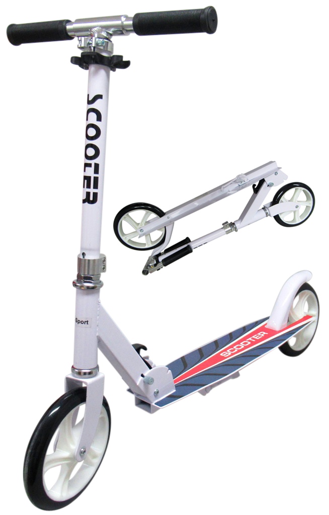 Veľká kolobežka H4 BIELA ​​Skladacie kolesá R-Sport 200 mm do 100 kg