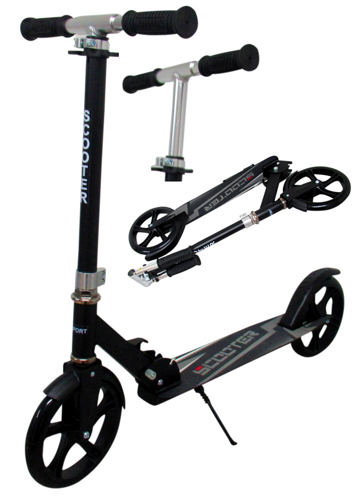 Veľká kolobežka H5 ČIERNA Skladacia R-Sport 200 mm kolesá do 100 kg