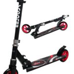 Veľká kolobežka H7 ČIERNO-ČERVENÁ Skladacia R-Sport 145 mm kolesá do 100 kg