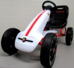 Motokára ABARTH WHITE, kolesá z peny EVA, ručná brzda, licencovaná – Obrázok 5