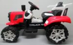 Červený traktor C2 na batérie s prívesom.zvukový efekt – Obrázok 4