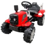 Červený traktor C2 na batérie s prívesom.zvukový efekt – Obrázok 8