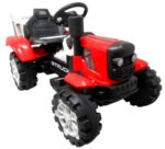 Červený traktor C2 na batérie s prívesom.zvukový efekt – Obrázok 11