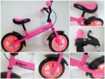 R9 R-Sport odrážadlo 12'' – ružové s brzdou a zvončekom – Obrázok 2
